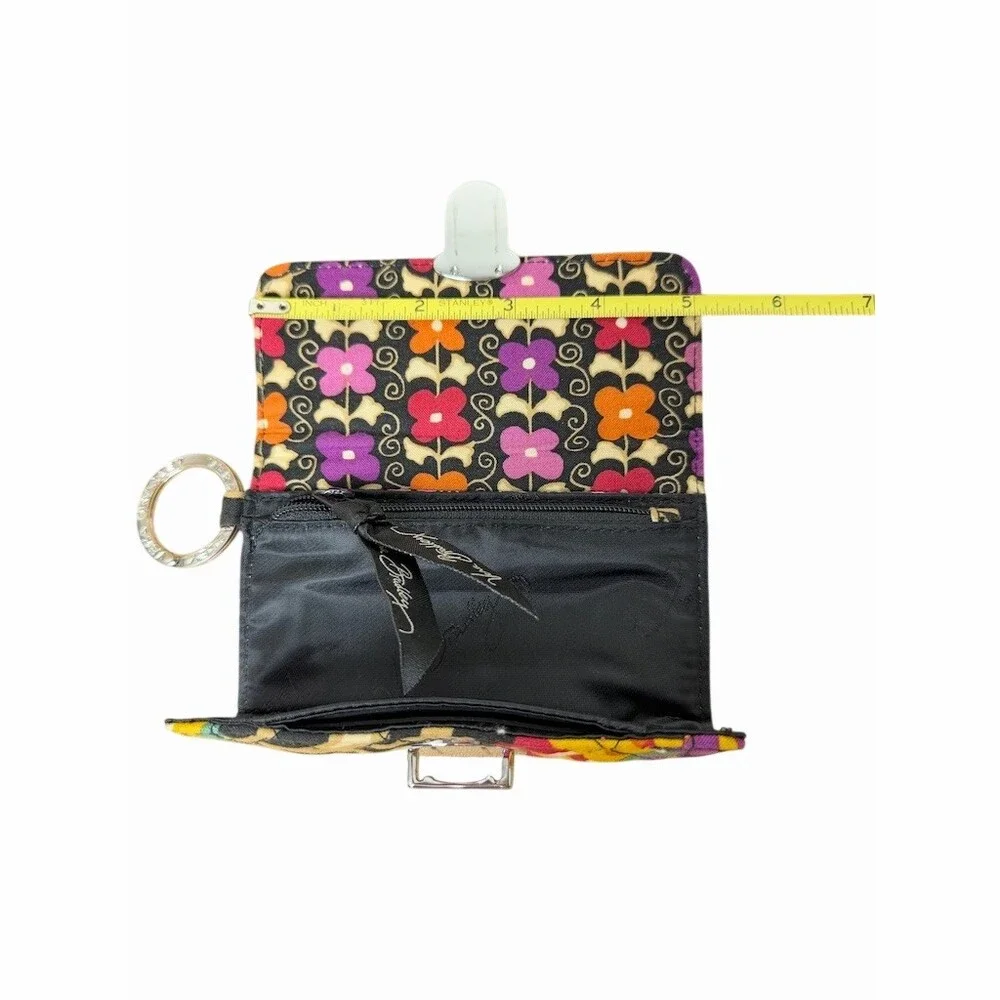 Vera Bradley Quick Swipe ID Wallet | Vibrant Black Floral Quilted Keychain